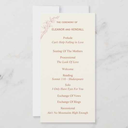 Tijdloze Bloem Huwelijksprogramma (Voorkant)