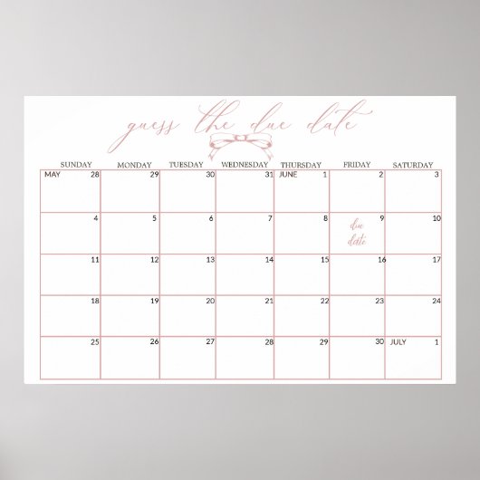  Tijdloze Bloemen Baby shower Guess Datum Poster (Voorkant)