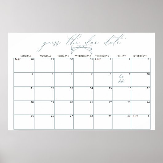  Tijdloze Bloemen Baby shower Guess Datum Poster (Voorkant)