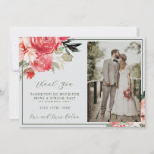 Tijdloze Bloemen Blush Red Greenery Classic Weddin Save The Date (Voorkant)