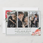 Tijdloze Bloemen Blush Red Greenery Classic Weddin Save The Date (Voorkant)