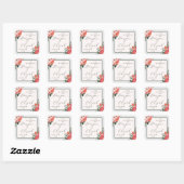 Tijdloze Bloemen Blush Red Greenery Classic Weddin Vierkante Sticker (Vel)