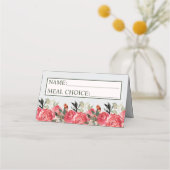 Tijdloze Bloemen Blush Red Greenery Meal Wedding Plaatskaartje (Voorkant)