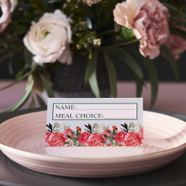 Tijdloze Bloemen Blush Red Greenery Meal Wedding Plaatskaartje