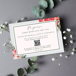 Tijdloze Bloemen Blush Red Greenery Website Trouwe RSVP Kaartje