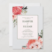 Tijdloze Bloemen Blush Red Greenery Wedding Kaart (Voorkant)
