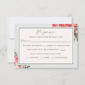 Tijdloze Bloemen Blush Red Greenery Wedding RSVP Kaartje (Voorkant)