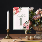 Tijdloze Bloemen Blush Rode Trouwtafel Nummer Kaart