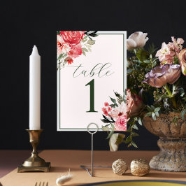 Tijdloze Bloemen Blush Rode Trouwtafel Nummer Kaart