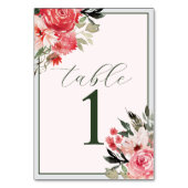 Tijdloze Bloemen Blush Rode Trouwtafel Nummer Kaart (Achterkant)