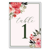 Tijdloze Bloemen Blush Rode Trouwtafel Nummer Kaart (Voorkant)