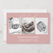  Tijdloze Bloemen Roze Baby Aankondiging (Voorkant)