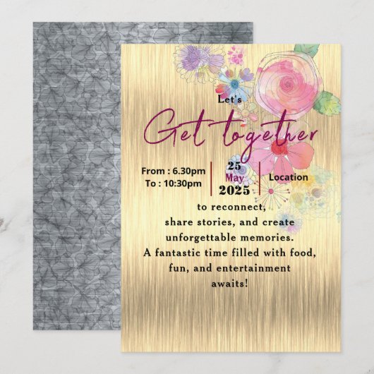 Tijdloze bloemenbijeenkomst kaart (Voorkant / Achterkant)