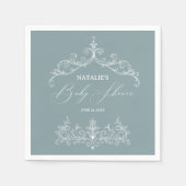 tijdloze bloemenblauw Baby shower servetten (Voorkant)