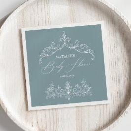  tijdloze bloemenblauw Baby shower servetten