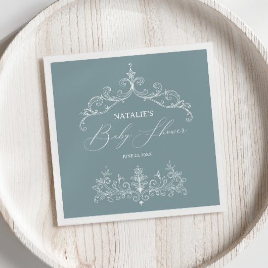 tijdloze bloemenblauw Baby shower servetten