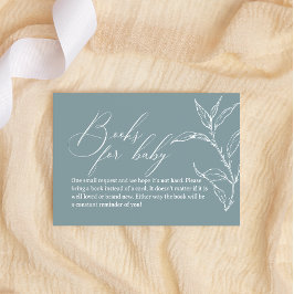  tijdloze bloemenblauwe boeken voor Baby shower Notitiekaartje