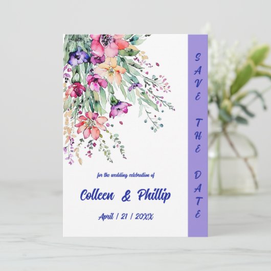 Tijdloze bloemenelegantie save the date (Staand voorkant)