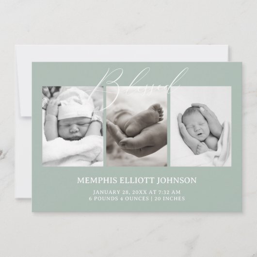  tijdloze bloemengroene Baby Kaart (Voorkant)