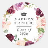 Tijdloze Bloemenkrans Afstuderen gunst Ronde Sticker (Voorkant)