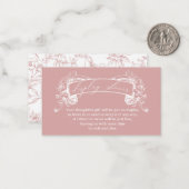  tijdloze bloemenroze Baby display douche Notitiekaartje (Voorkant / Achterkant in situ)