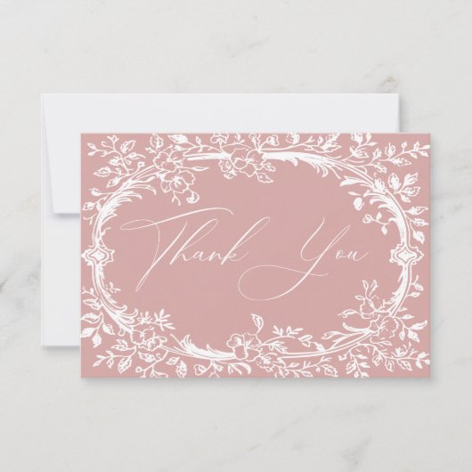  tijdloze bloemenroze Baby shower Bedankkaart (Voorkant)