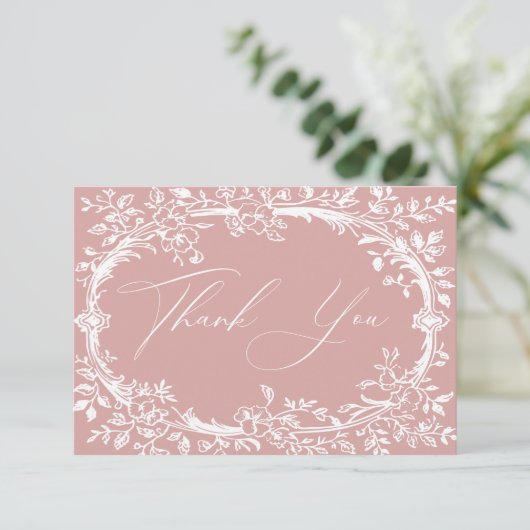  tijdloze bloemenroze Baby shower Bedankkaart (Staand voorkant)