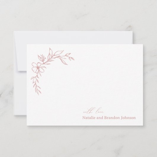  tijdloze bloemenroze Baby shower Bedankkaart (Achterkant)