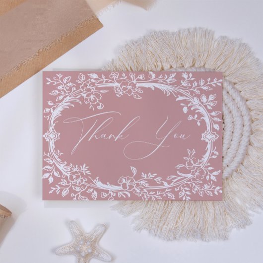 tijdloze bloemenroze Baby shower Bedankkaart