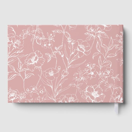  tijdloze bloemenroze Baby shower Folie Gastenboek (Achterkant)