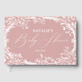  tijdloze bloemenroze Baby shower Folie Gastenboek (Voorkant)