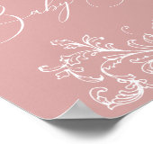  tijdloze bloemenroze Baby shower Poster (Hoek)
