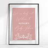 tijdloze bloemenroze Baby shower Poster