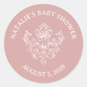  tijdloze bloemenroze Baby shower Ronde Sticker (Voorkant)
