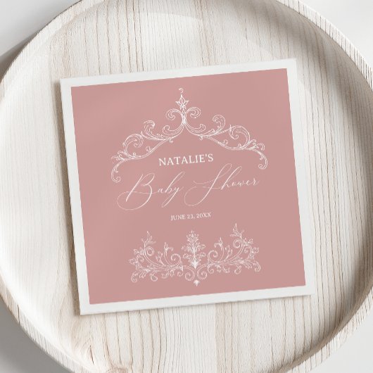 tijdloze bloemenroze Baby shower Servet