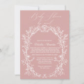  tijdloze bloemenroze per post Baby shower Kaart (Voorkant)