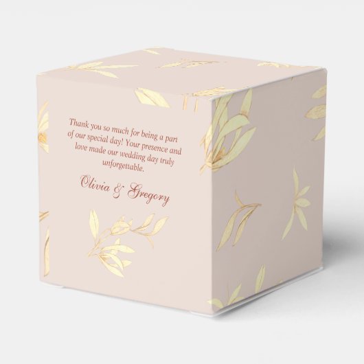 Tijdloze bloemenrustieke bruiloft bedankdoosjes (Achterkant)
