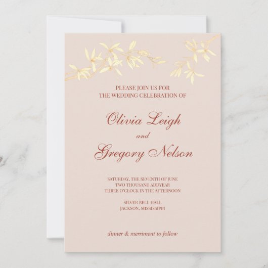 Tijdloze bloemenrustieke bruiloft kaart (Voorkant)