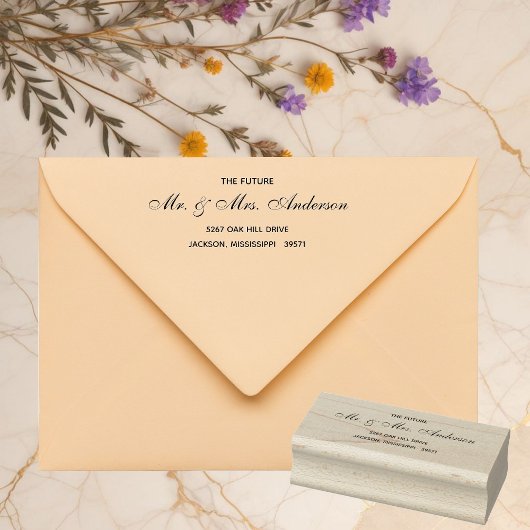 Tijdloze bloemenrustieke bruiloft rubberstempel