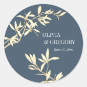 Tijdloze bloemensymfonie in blauw ronde sticker (Voorkant)