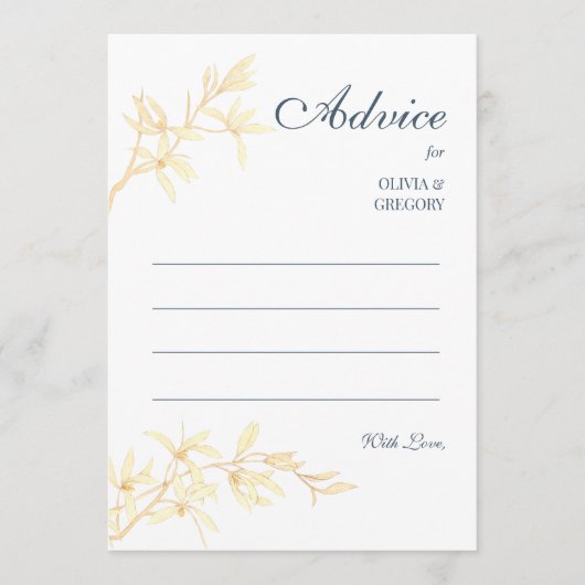 Tijdloze bloemensymfonie in blauwe bruiloft advieskaart (Voorkant)