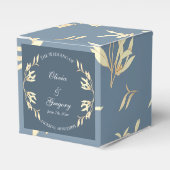 Tijdloze bloemensymfonie in blauwe bruiloft bedankdoosjes (Voorkant Zijde)