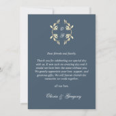 Tijdloze bloemensymfonie in blauwe bruiloft bedankkaart (Achterkant)