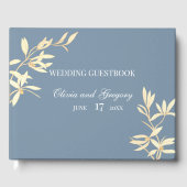Tijdloze bloemensymfonie in blauwe bruiloft gastenboek (Voorkant)