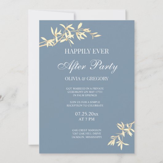 Tijdloze bloemensymfonie in blauwe bruiloft kaart (Voorkant)