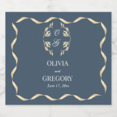 Tijdloze bloemensymfonie in blauwe bruiloft sparkling wijnetiket (Enkel label)