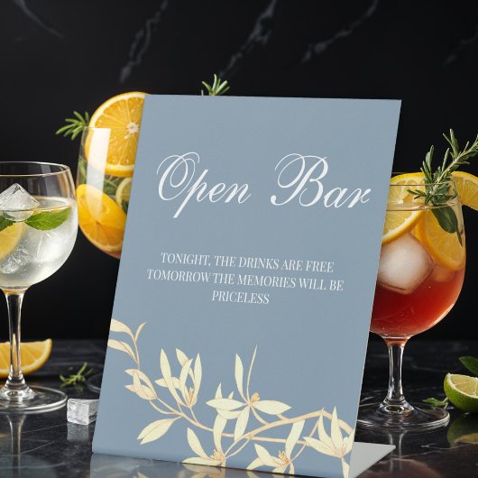 Tijdloze bloemensymfonie open bar reclamebord met voetstuk