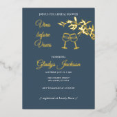 Tijdloze bloemensymfonie Vino voor geloften Folie Uitnodiging (Voorkant)