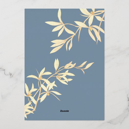 Tijdloze bloemensymfonie Vino voor geloften Folie Uitnodiging (Achterkant)