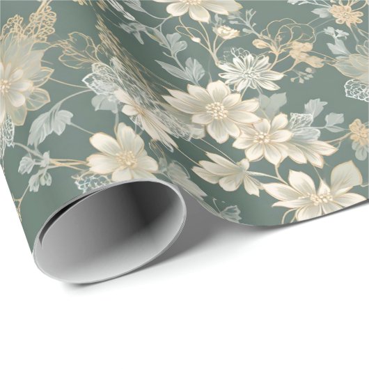 Tijdloze Bloemige Elegantie Cadeaupapier (Rol Hoek)